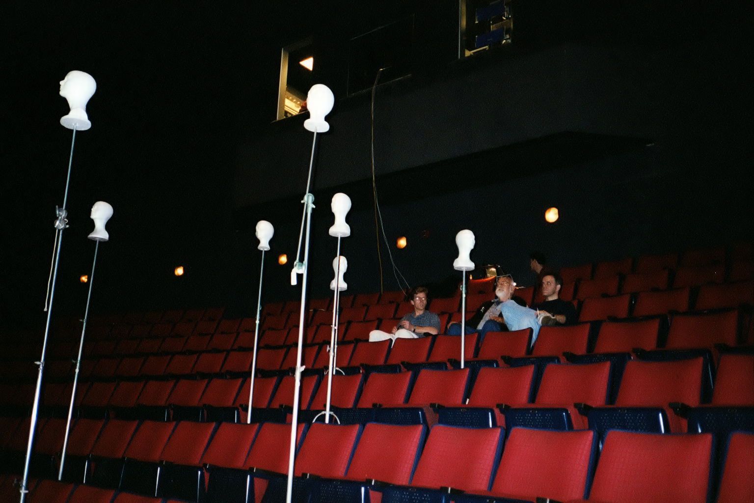 With Peter Anderson A.S.C. in production on Sesame Street 4D. The styrofoam heads were used in the stadium seating to get an idea what the audience would see.